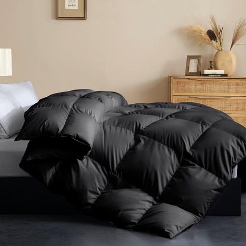 Cosybay Twin Size Feder Daunen Faser Bettdecke - flauschig schwarz 100% Baumwolle 68x90