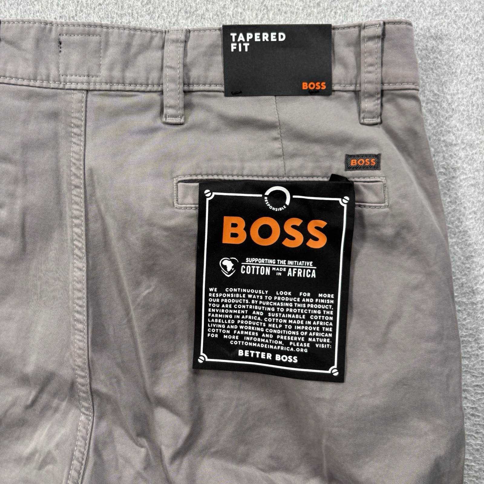 New Hugo Boss Men's Tapered Slim Fit Gray Chinos Pants 35x34 thumbnail 4