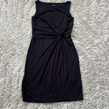 Ann Taylor Jersey Knit Dress Size 6 Sleeveless Casual Mini Black Knot Stretch