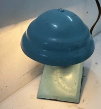 Vtg MCM 1950s Leviton Light Blue  Clamp Clip-on Helmet Desk Lamp Vintage Switch