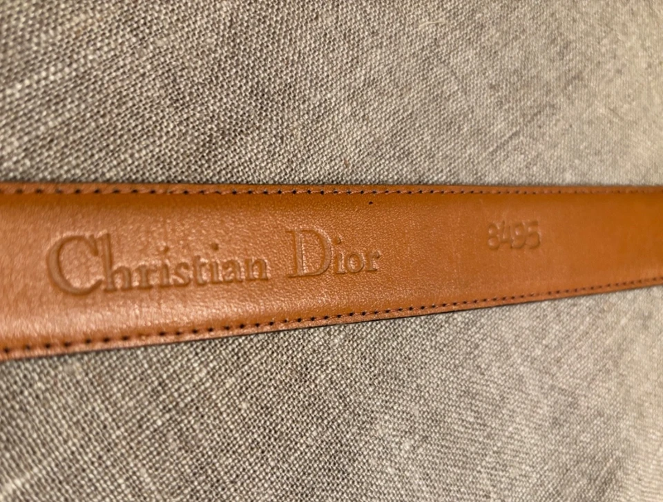 VTG Christian Dior Woman's Black Leather Belt  Gold Buckle Size 32  8495 EXC! - Image 4 of 4