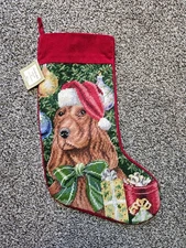 Vintage C & F Enterprise Needlepoint Cocker Spaniel Christmas Stocking