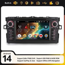 4GB+64GB Android 14 Autoradio Toyota AURIS Navi DAB+ CarPlay DSP Wifi DVD 4G USB