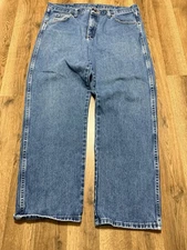 Wrangler Jeans, Men's Size 38x30, Blue, Denim, Straight Leg, Rugged 40" Length