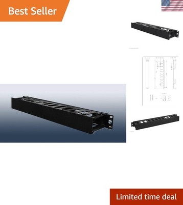1U Horizontal Rack Mount Cable Management Unit with Panel Plastic 19'' Rack Mount