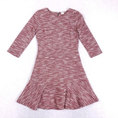 GAP Dress Womens 2 Petite Tweed Fit Flare Pink Boucle Sheath Work