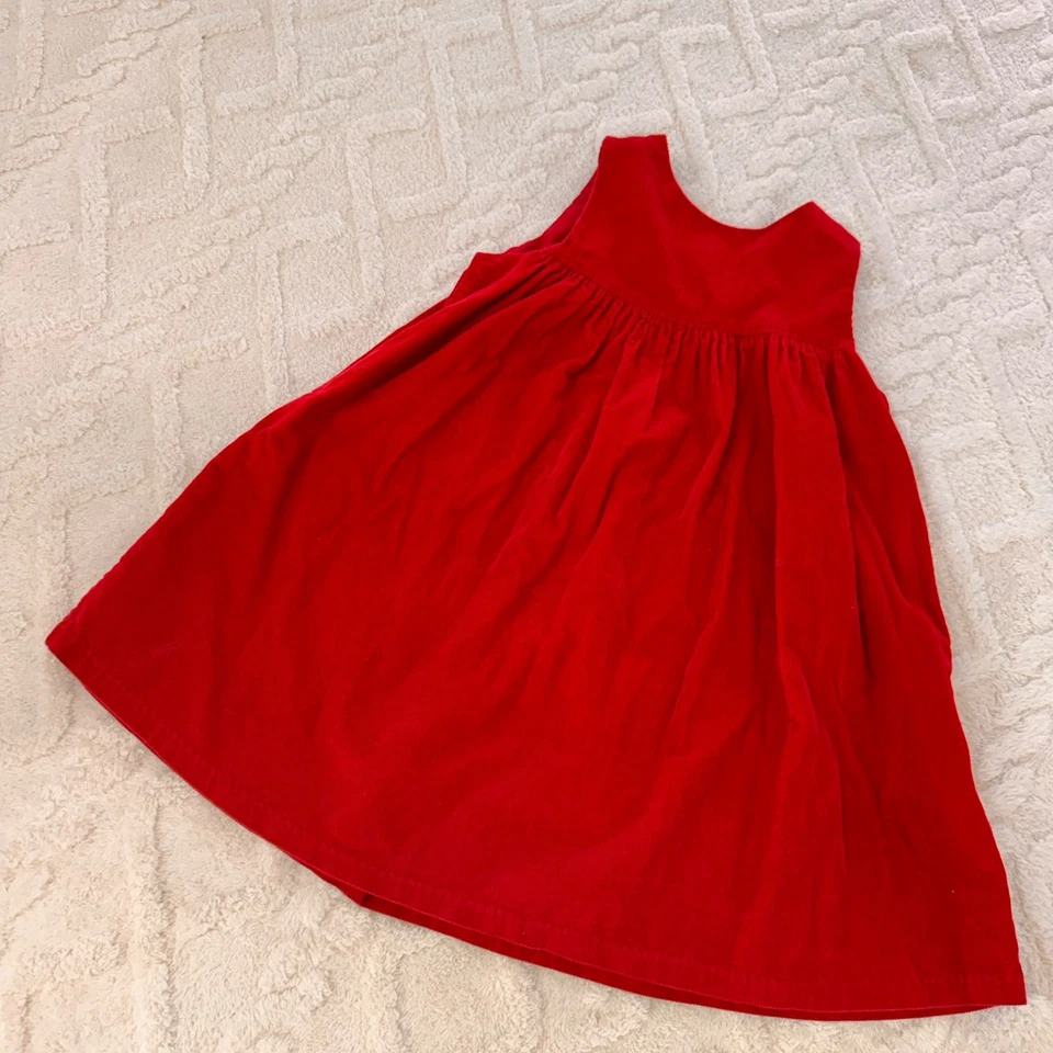 Vestido Rojo Navidad Pana Mujer Talla 5 Años Niñas Con Parche Trabajo Vacaciones Foto 2 de 4