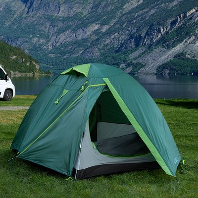 Trekkingzelt Kuppelzelt Campingzelt mit Reparaturset Moskitonetz 2 Personen grün