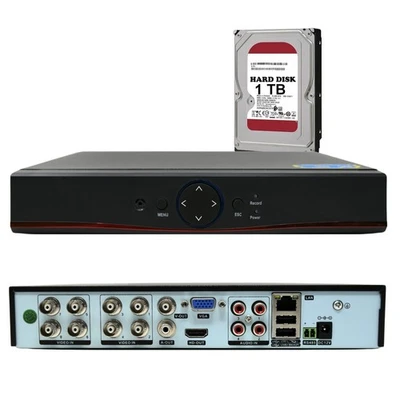RVT KIT Dvr 8 Canali HARD DISK 1000GB 1 TERA AHD IBRIDO iPhone Android P2P 5 MPX