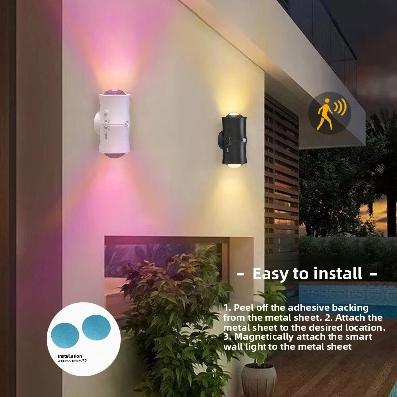 Aplique de pared LED RGB magnético sensor de movimiento recargable...