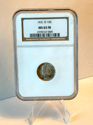 1931-D Mercury Silver Dime NGC MS 65 FB