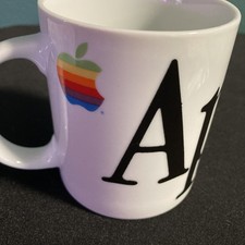 Vintage Apple Computer Cup Coffee Mug Steve Jobs Rainbow Logo Ceramic