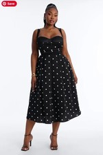 BNWT Fashion Nova Penelope corset midi dress black polka dot lace 50s size 3xl
