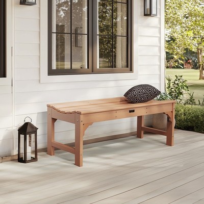 Garden Bench All-Weather HDPE 2-Person Outdoor Bench for Front Porch Backyard