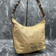 PRADA Beige Nylon Shoulder Bag Authentic One Shoulder Hobo with Logo