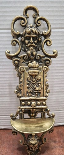 Antique Bronze Wall Hanging Match Holder with Masks