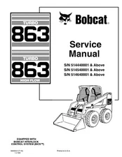 Bobcat 863 Turbo Skid Steer Loader Workshop Manual Service Shop Repair 6900942