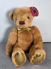 FAO Schwarz Bear Plush Stuffed Animal Toy Brown Gold Paws Bow 160th Anniversary