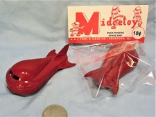 Buck Rogers Spaceship 1954 Die Cast by Midgetoy Rubber Wheels Red