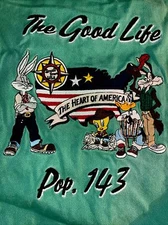 VTG 90s Denim Sleeveless Jacket Vest Looney Tunes Jean Bugs Tweety L Biker Green