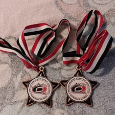 Space Coast Hurricanes Lot Of 2 Medals Brevard Amateur Ice Hockey Assoc Florida