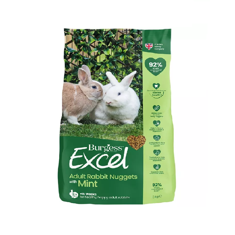 EXCEL ADULT RABBIT NUGGETS 1.5kg, 3kg, 10kg : Burgess Small Pet Food Bunny Feed