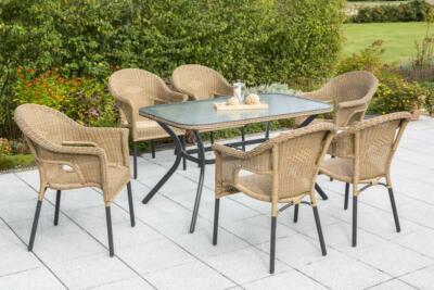 Merxx Gartenmöbel-Set 3 Ravenna 7-teilig Tisch: 140 x 80 x 74 cm Aluminium natur