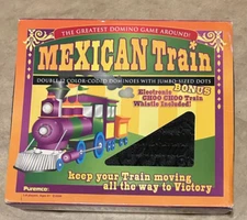 Mexican Train Double 12 Color Coded Dominos Jumbo Dots Tiles in Carry Case NEW
