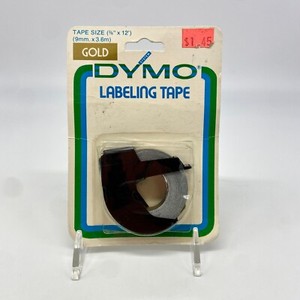 Vintage DYMO Label Maker 3/8" x 12'  NOS Refill Labeling Tape - Gold - USA