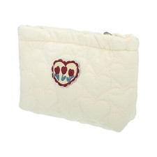 1 Pc Women Durable Heart Makeup Bag for Vacation Camping Gym Travel Beige Red