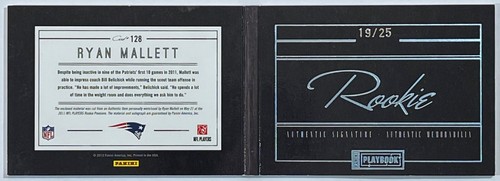 2011 Panini Playbook Booklet Platinum Ryan Mallett 3 Color Auto RC #128 /25 - 第 2/6 張圖片
