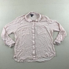ANA A New Approach Womens Button Up Blouse Size XL Pink Glasses Missing Button