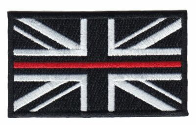 Feuerwehr dünne rote Linie Union Jack bestickter Patch-Haken & Schlaufenunterstützung