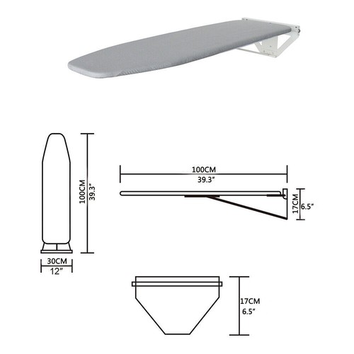Wall-Mounted Foldable Rotating Ironing Board Easy Installation Space Saver Gray - Bild 8 von 12