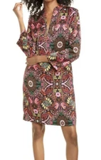 NWT $278 TRINA TURK CHRISTIE DRESS SHIFT V-NECK TAPESTRY PRINT MULTICOLOR SIZE 8