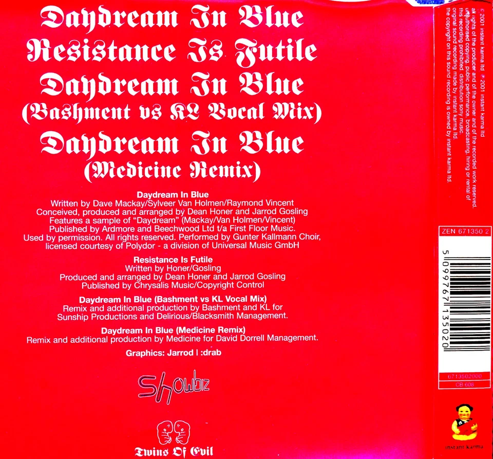 Original CD "I Monster/Daydream In Blue", Electronic, 2001, rar! - Bild 3 von 3