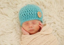 Handmade Crochet Baby Beanie Hat for boy or girl in Newborn size New Baby Gift