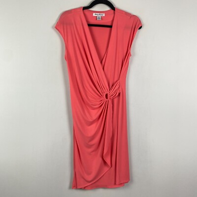 Tommy Bahama Clara Faux Wrap Jersey Dress Pink Cap Sleeve Size Small