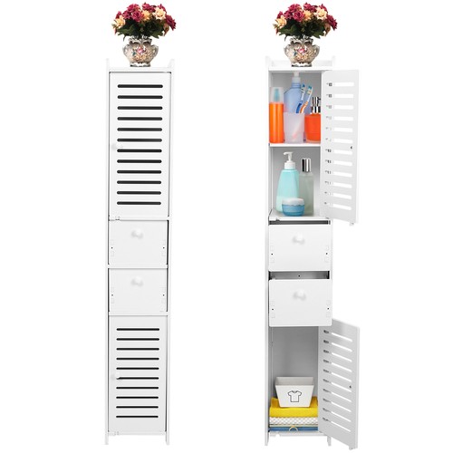 118cm Bathroom Cabinet Storage Tallboy Furniture Tall Toilet Cupboard Organiser - Picture 12 of 12