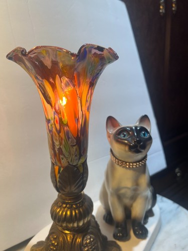 MURANO CAT LAMP WITH Melifiori GLASS SHADE - Picture 2 of 11