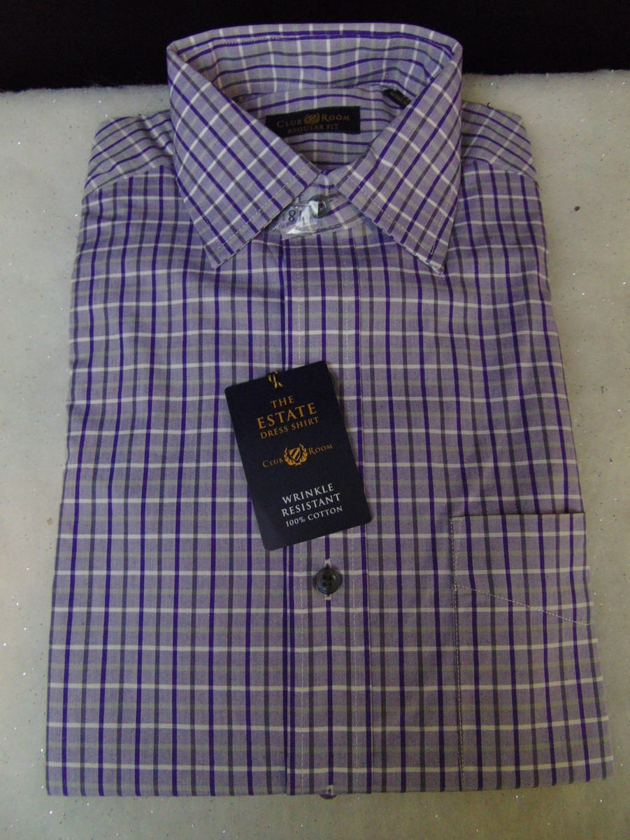 club room estate dress shirt Club Room Estate Dress Shirt Wrinkle Resistant Cotton 14.5 Crushed Grape  #1592