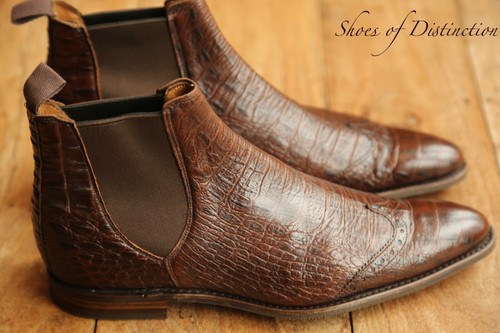 Joseph Cheaney Crocodile Leather Chelsea Brogue Boots Shoes Mens UK 8.5 F US 9.5 - Picture 4 of 12