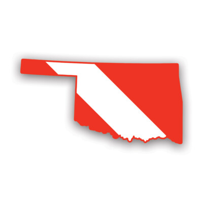 Oklahoma State Shaped Diver Down Flag Sticker Decal - Weatherproof - scuba ok