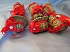 3 Wicker Brown & Red Dolls with Basket Red Flowers on Hat  CHRISTMAS Ornaments  — photo 4