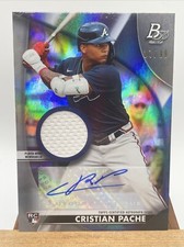 Cristian Pache 2021 Bowman Platinum Pieces Auto/Relic #PPAR-CP #37/99