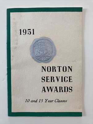 1951 Norton Company Worcester MA Service Awards Dinner Program ~ names baseball
