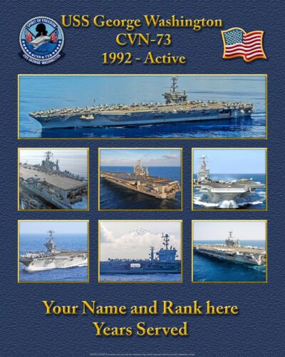 USS George Washington CVN-73 16" X 20" Custom Personalized Print  US Navy Gift - Picture 1 of 12