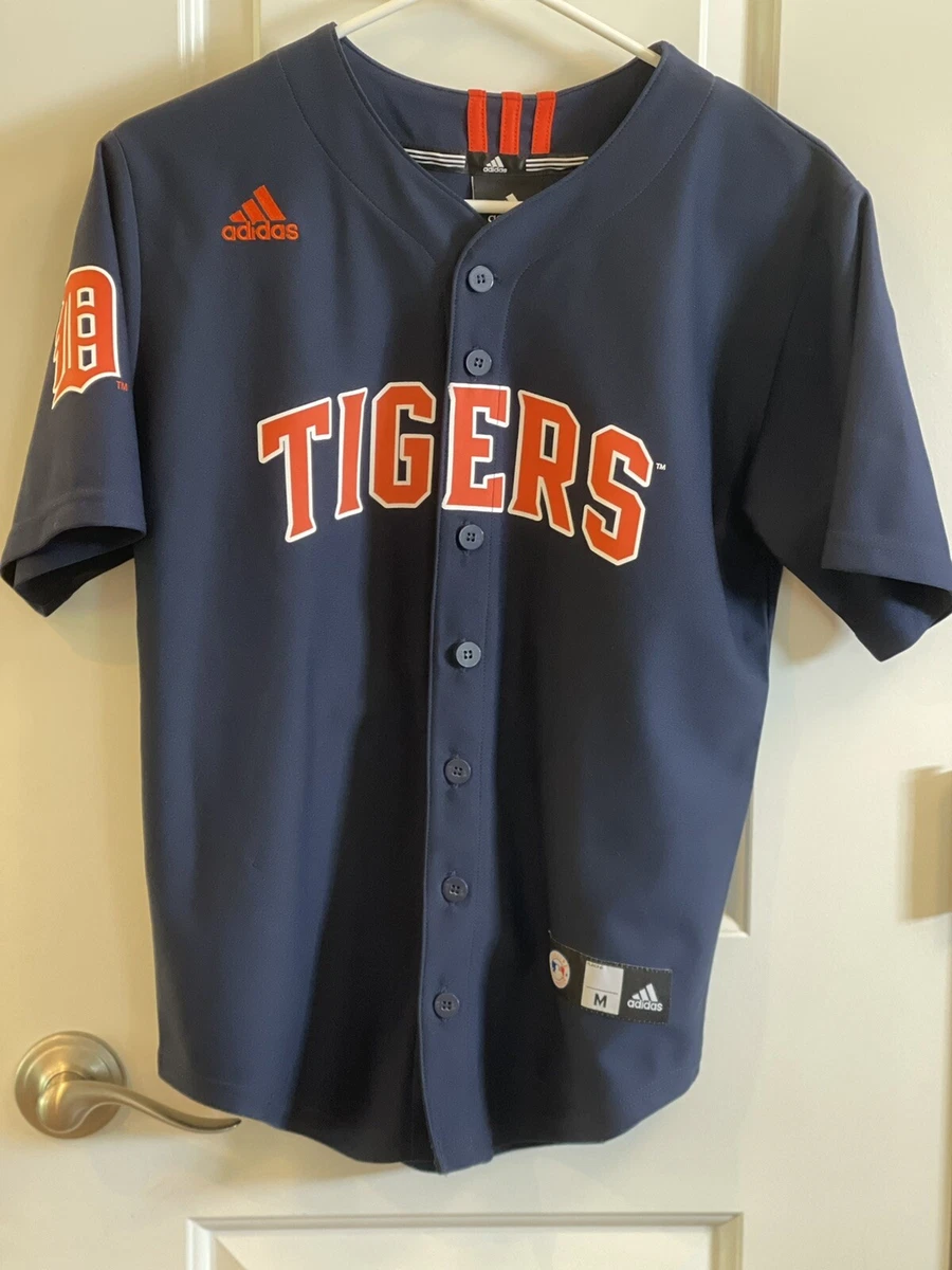 Adidas Detroit Tigers MLB Jersey, Kids Medium, Blue/Orange Youth NEW