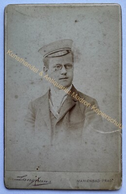 orig CDV Foto Fotografie alt Herr Mann Mode um 1885 Student Marienbad Studentika