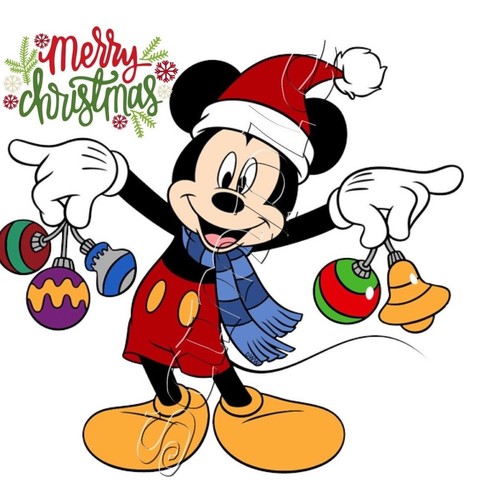 IRON ON TRANSFER MERRY CHRISTMAS Mickey 